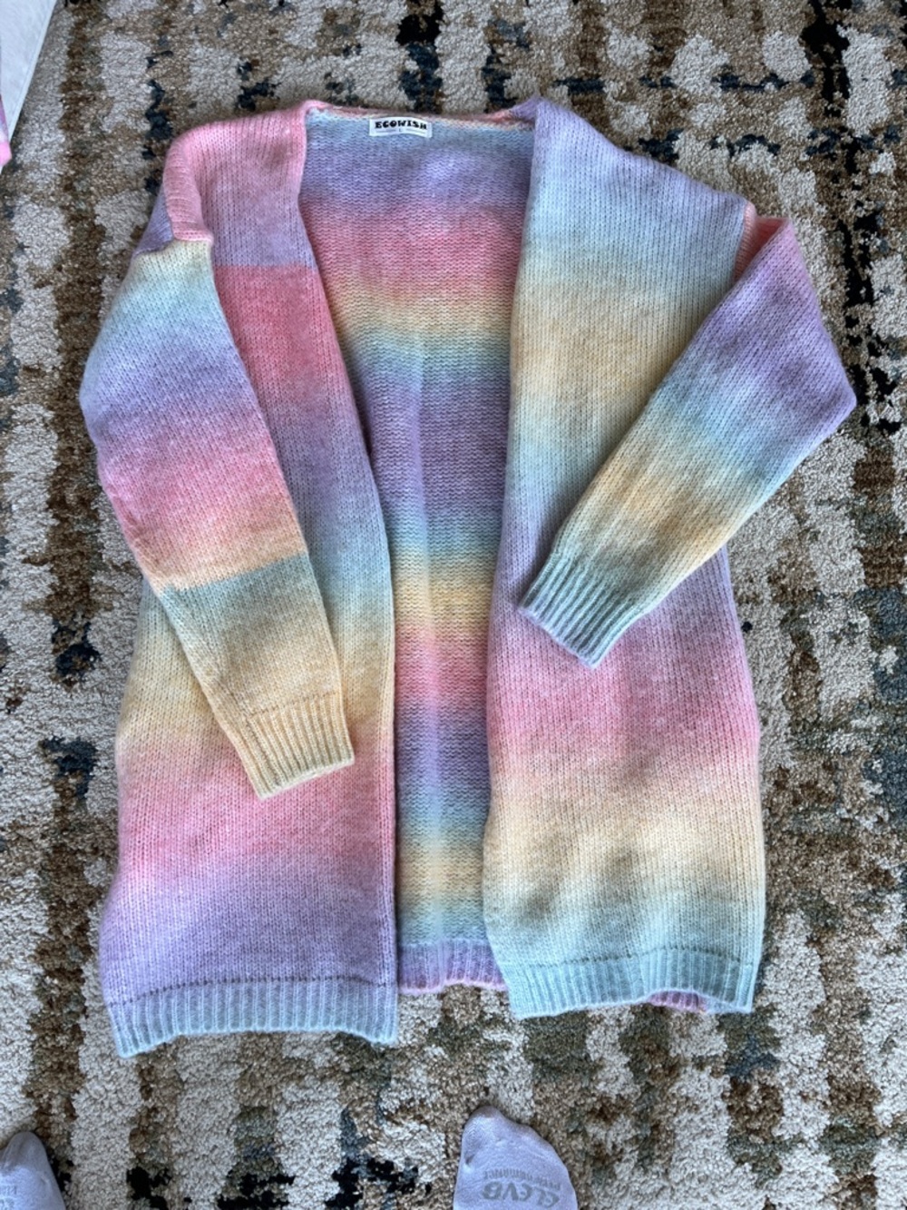 EcoWish Pastel Ombre Open-Front Cardigan - Pink, Lavender, Blue, Yellow, Cream